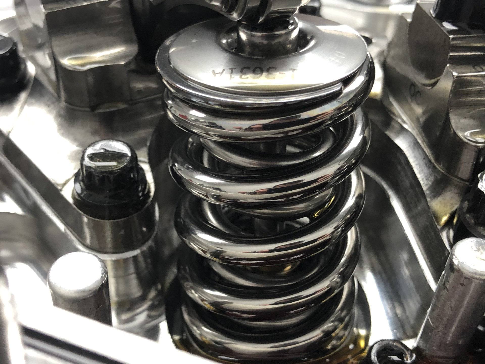 CT Spring Company valve spring installed in an engine cylinder head